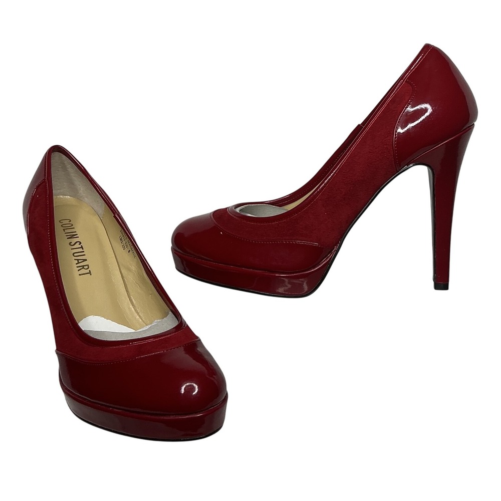 Colin Stuart Pumps Women 6 Red Leather Suede Stiletto Platform Heel 200515-036-6